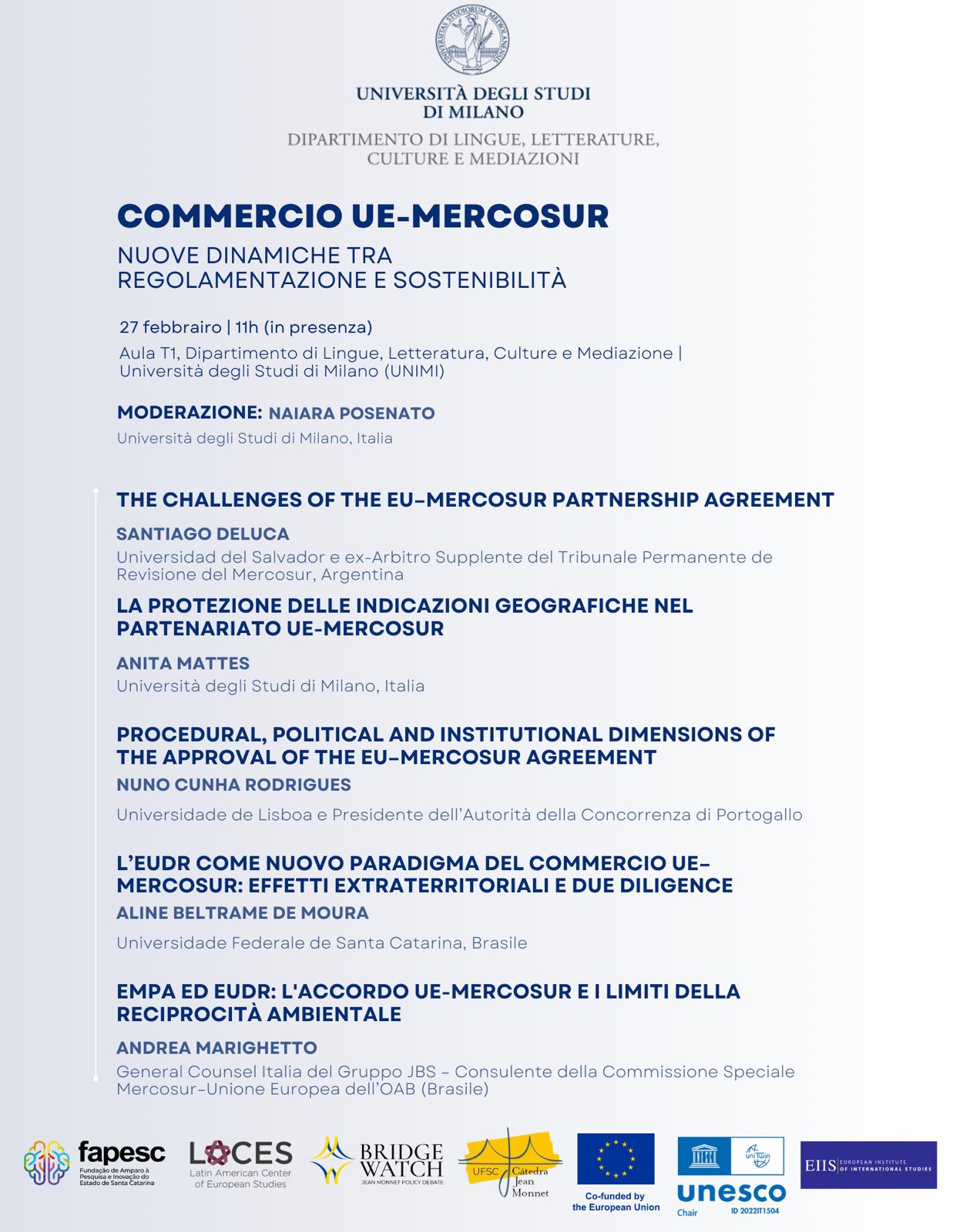 Roundtable on New EU–Mercosur Trade Dynamics and the Impacts of the EUDR – Università degli Studi di Milano