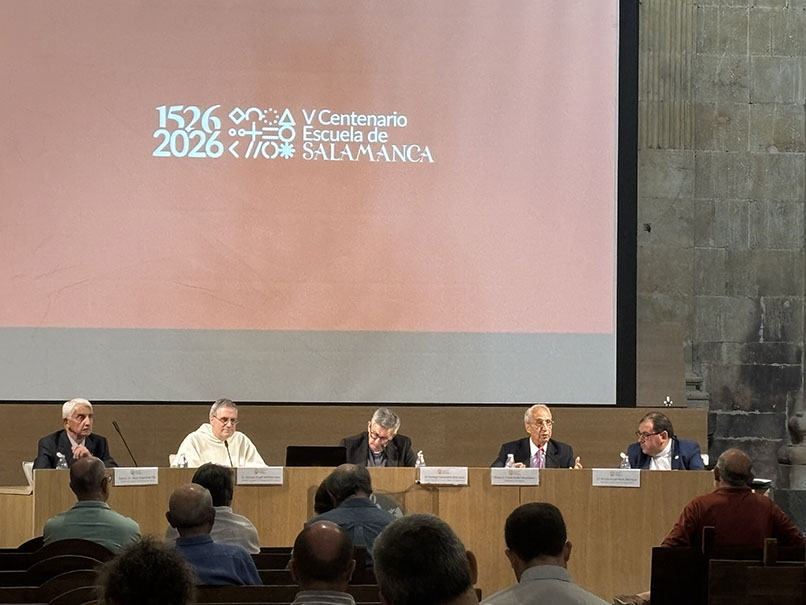 Acto de Homenaje a la Escuela de Salamanca, organizado por el European Institute of International Studies (EIIS), la Asociación Fomento, Cultura, Seguridad y Defensa (ACSD), el Convento de San Esteban y la Facultad de Teología de la Universidad Pontificia de Salamanca